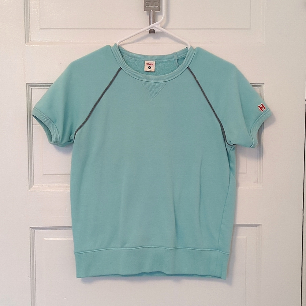 Homage sz small short sleeved t-shirt, teal blue green